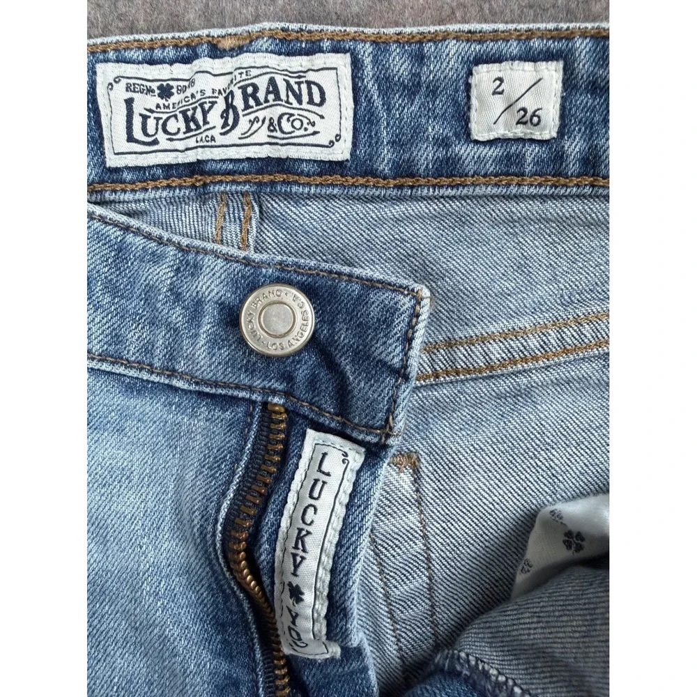 Lucky Brand Sienna Slim Boyfriend Jeans Light Wash Distressed Raw Hem Size‎ 2 26